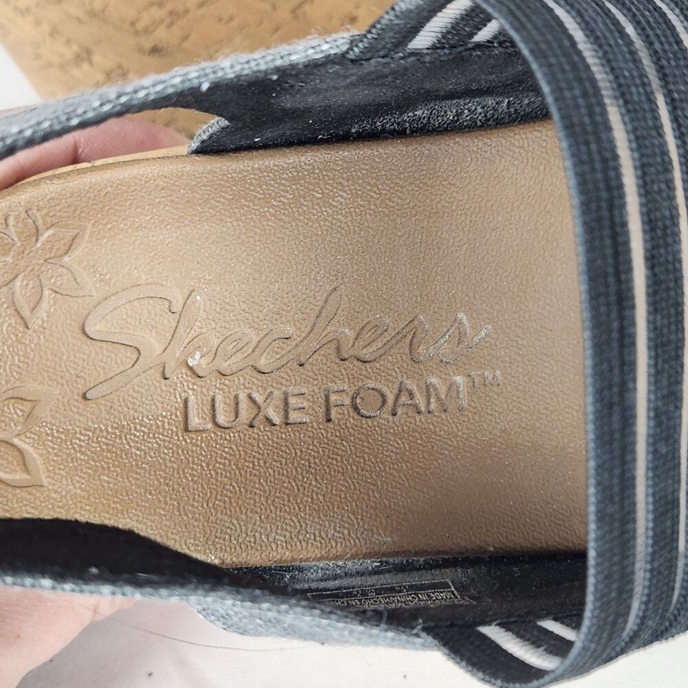 Skechers Luxe‎ Foam Beverly Smitten Taupe Cork Wedge Sandals Womens Size 7 - Picture 7 of 12